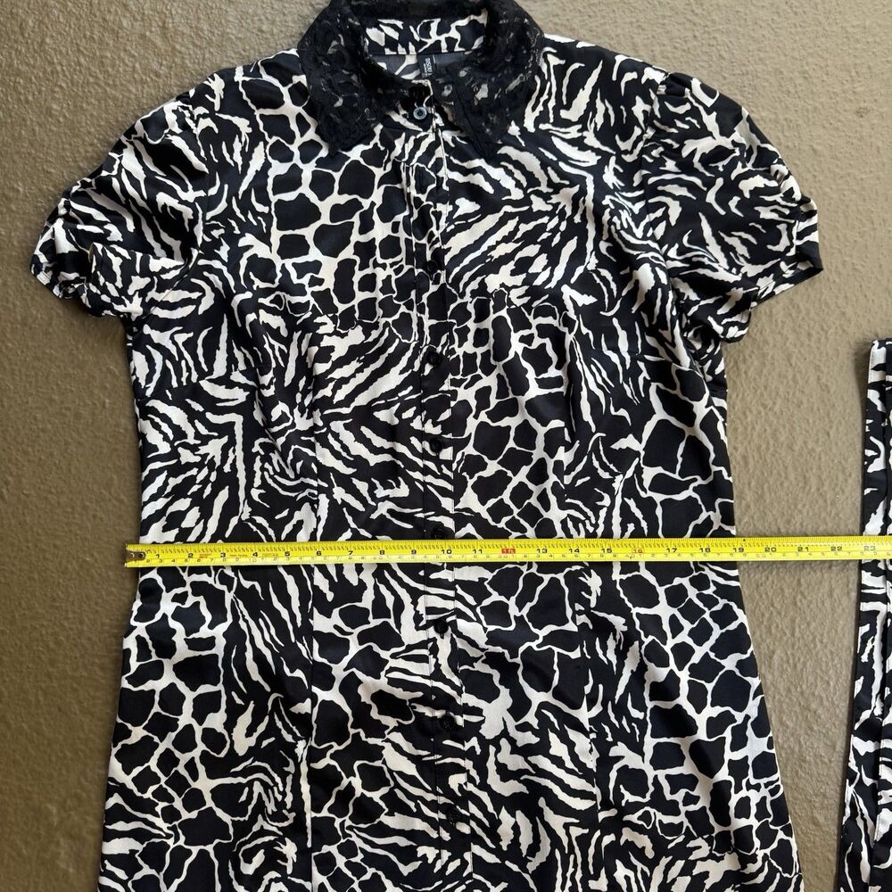 Bisou Bisou Shirt dress Size Large Black and Cream Geometric Short Lleeve - Picture 4 of 16